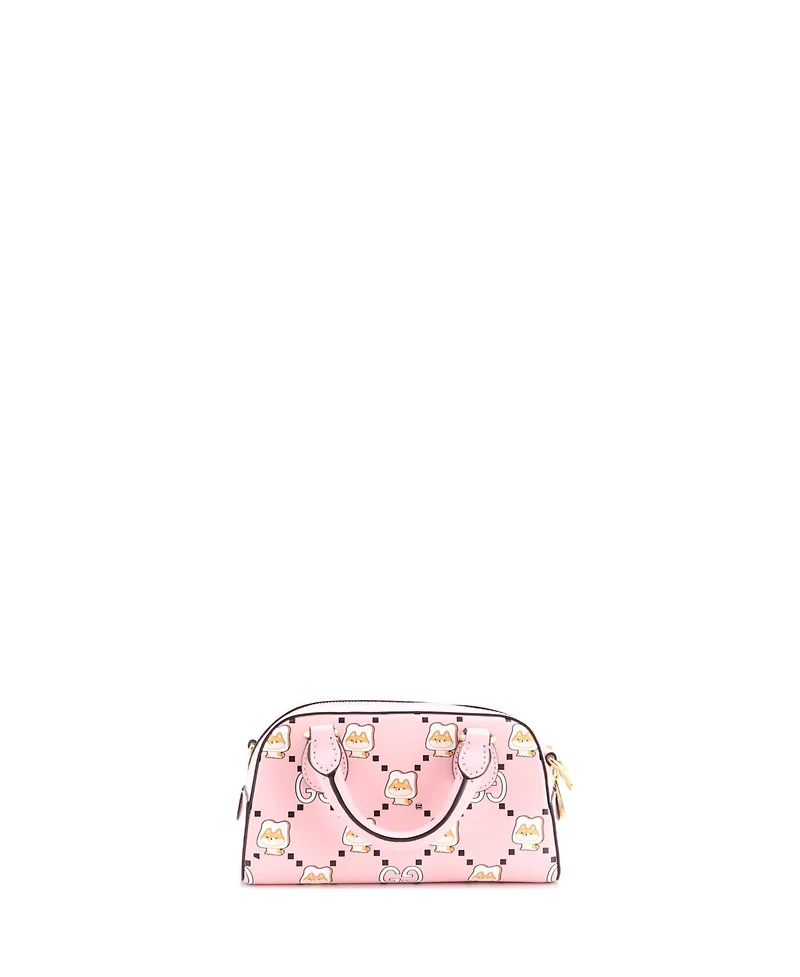 Pre-Owned Gucci Mini Ophidia Convertible Boston Top Handle Bag Kawaii Printed Leather