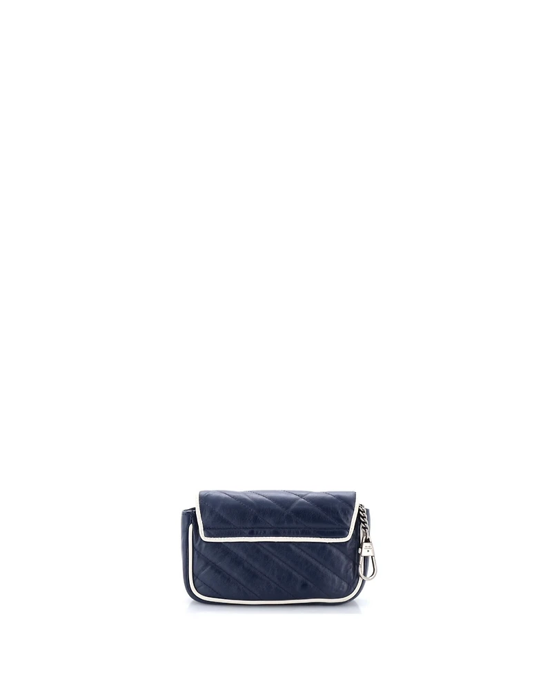 Pre-Owned Gucci Super Mini Gg Marmont Flap Bag Diagonal Quilted Leather