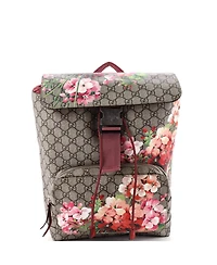 Pre-Owned Gucci Medium Buckle Backpack Blooms Print Gg Coated Canvas