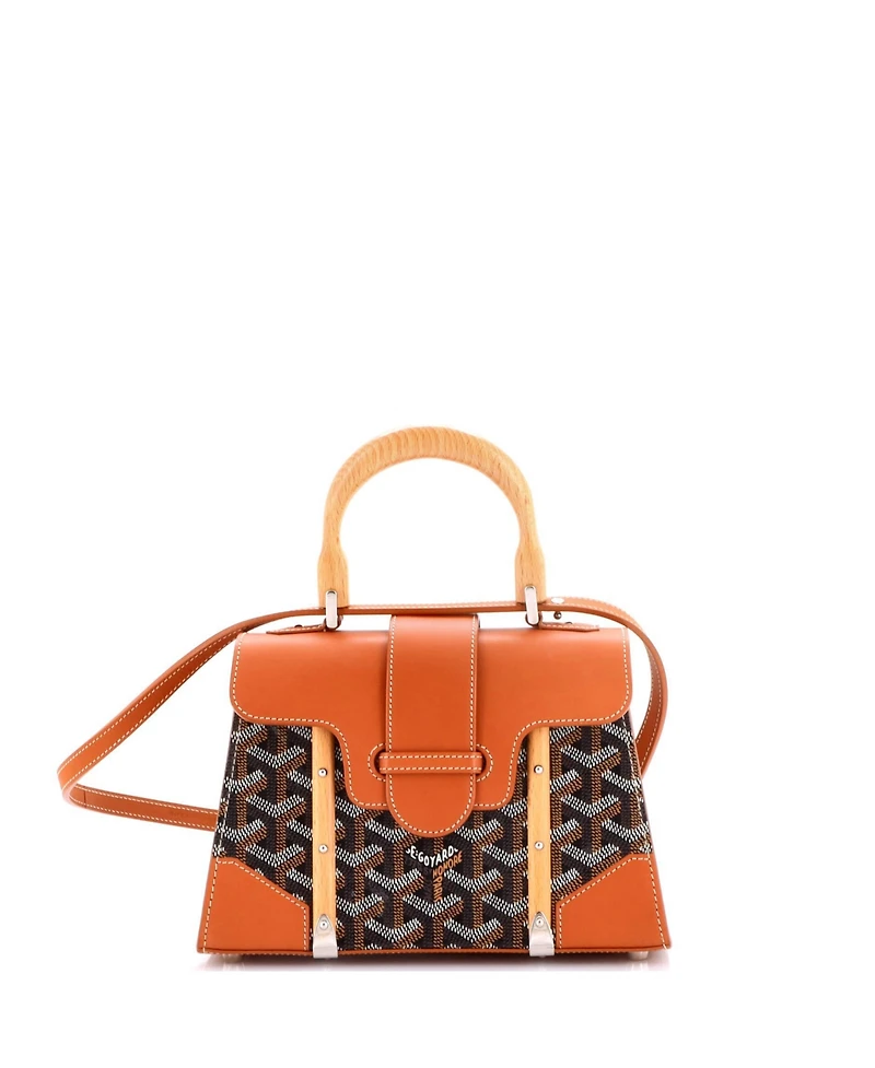 Pre-Owned Goyard Mini Structured Saigon Top Handle Bag Coated Canvas with Leather