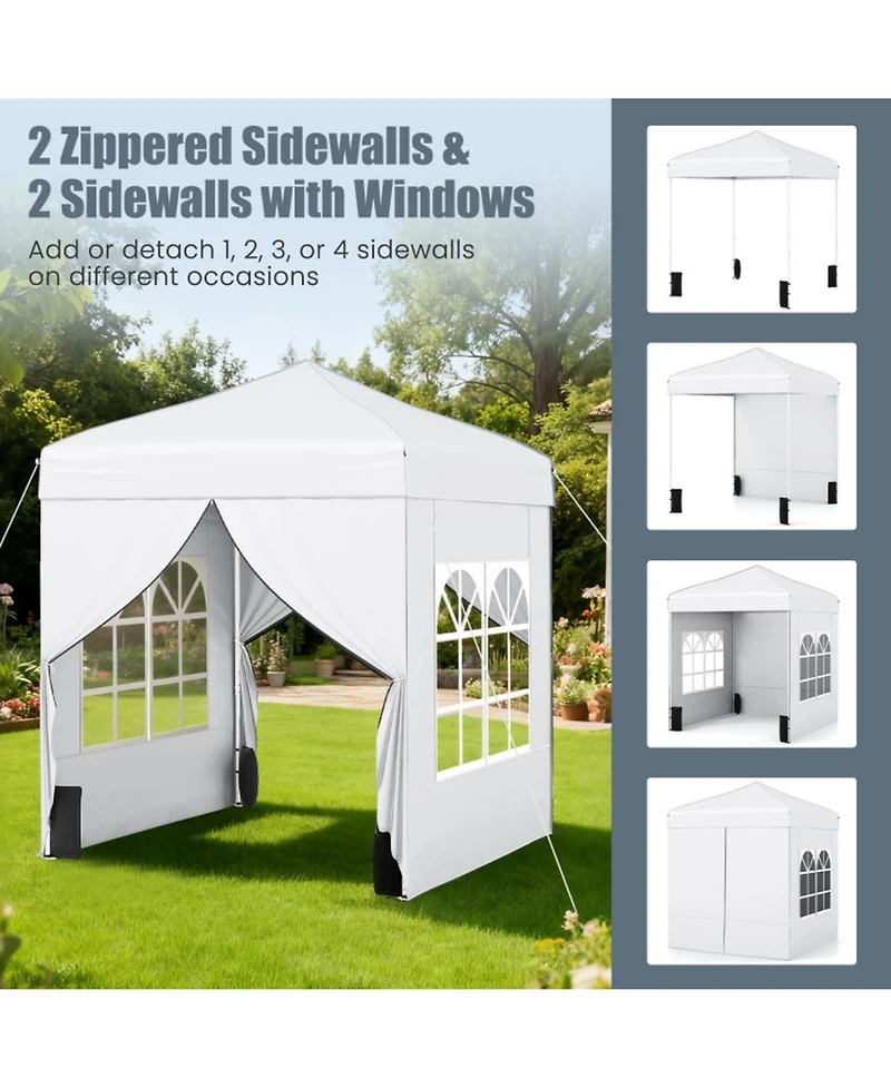 Sugift 6.5 x 6.5 Feet Pop Up Canopy Tent with 4 Sidewalls and Wheeled Bag