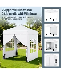 Sugift 6.5 x 6.5 Feet Pop Up Canopy Tent with 4 Sidewalls and Wheeled Bag