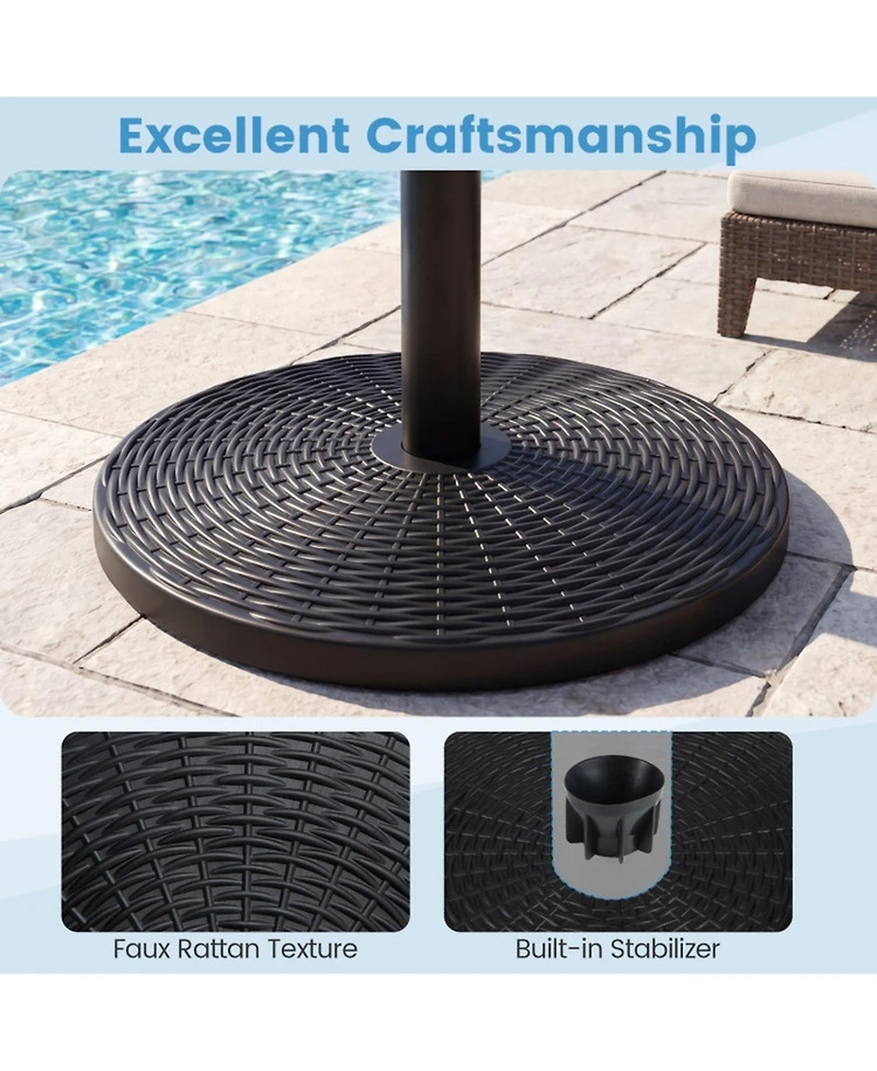 Sugift Concrete Patio Umbrella Base with Rattan Pattern for Parasol 1.5-1.9in Poles
