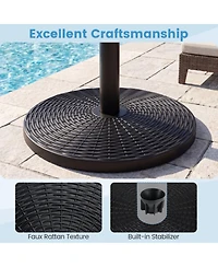 Sugift Concrete Patio Umbrella Base with Rattan Pattern for Parasol 1.5-1.9in Poles