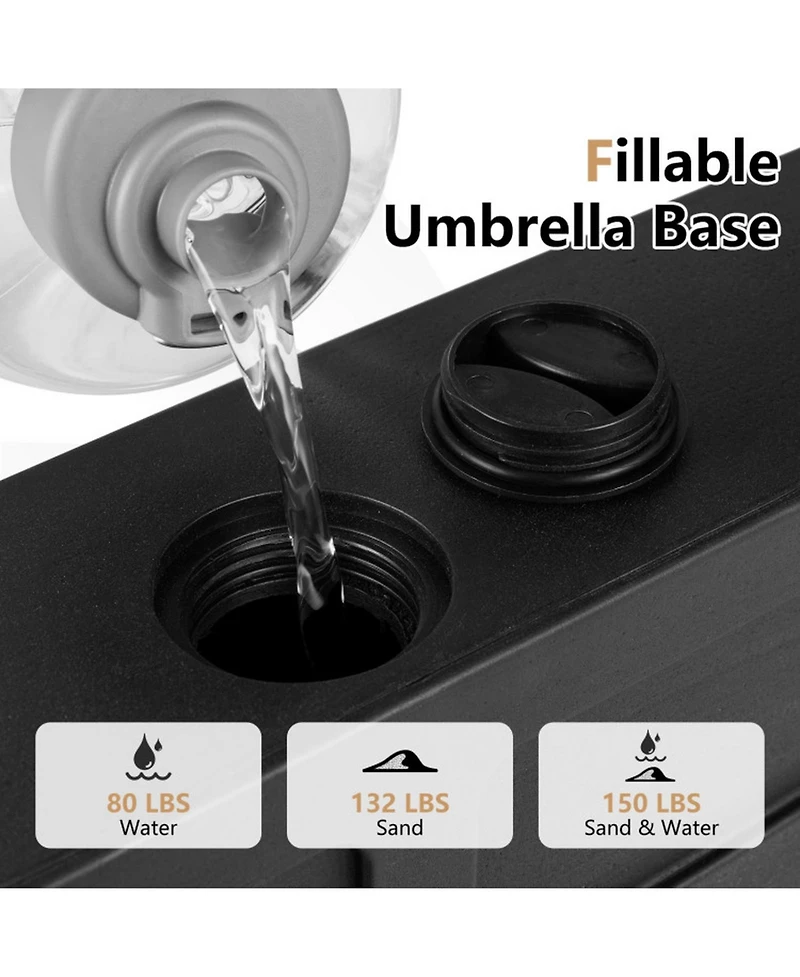 Sugift Fillable Umbrella Base with Wheels Water Sand Weighted Stand for Up to 10 feet Umbrellas