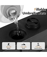 Sugift Fillable Umbrella Base with Wheels Water Sand Weighted Stand for Up to 10 feet Umbrellas