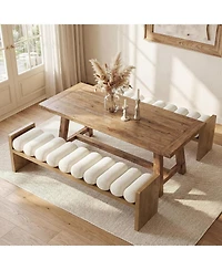 Tribesigns 59'' Wooden Entryway Bench With Boucle Cushion, Upholstered Fabric End Of Bed Bench(Removable Cushion)