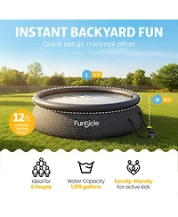 Funsicle 12' x 36" QuickSet Inflatable Ring Top Outdoor Above Ground Pool w/Pump