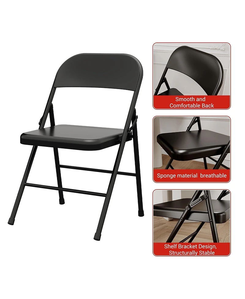 homfan Set of 8 Folding Chairs – Metal Chairs Hold Up to 350 Pounds, Foldable for Outdoor and Indoor Use