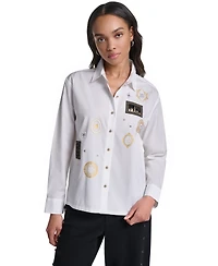 Karl Lagerfeld Paris Women's Embellished Cropped Top