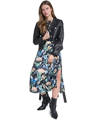 Karl Lagerfeld Paris Women's Leather Button-Front Jacket