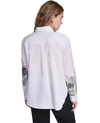 Karl Lagerfeld Paris Women's Parisian Graphics Long-Sleeve Shirt