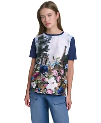 Karl Lagerfeld Paris Women's Tie-Front Graphic Sweater