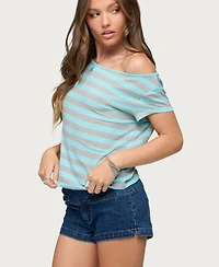 Edikted Women's Sandie Striped Off Shoulder Top