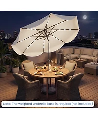 Sugift 10 feet Scalloped Solar Patio Umbrella with 24 Led Lights and Push Tilt