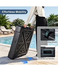 Sugift 34 in Cantilever Patio Umbrella Base with 4 Rolling Wheels and Cross Bracket