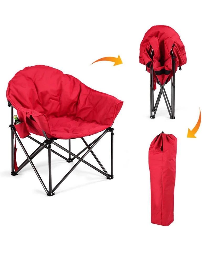 Sugift Oversized Folding Camping Moon Chair with Cup Holder and Side Storage Pocket