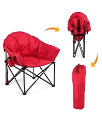 Sugift Oversized Folding Camping Moon Chair with Cup Holder and Side Storage Pocket