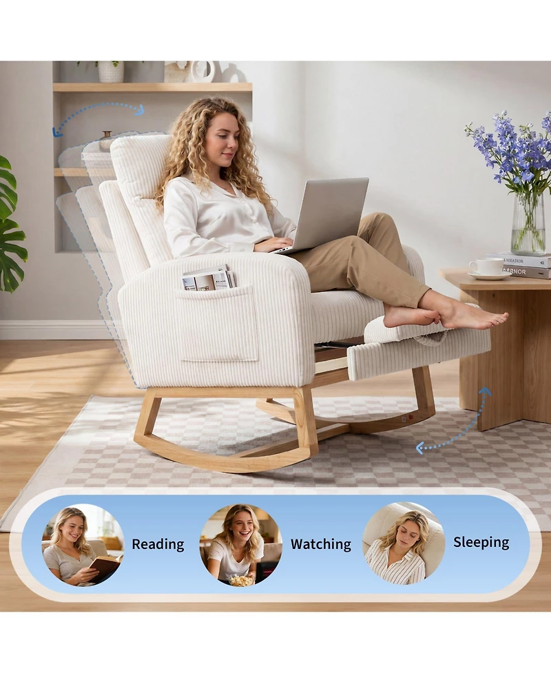 gaomon Recliner Armchair, Rocking Chair Nursery Chairs with Foot Rest for Living Room,Bedroom
