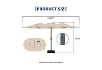 homfan 9'x15' Outdoor Umbrella with Base, Extra Wide Patio Umbrella, 12 Ribs and Uv Protection for Garden Pool