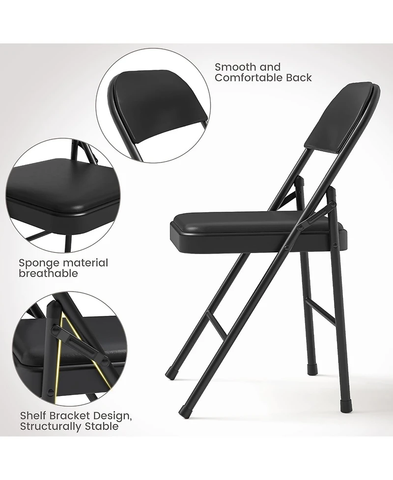 homfan Set of 8 Folding Chairs with Padded Seat