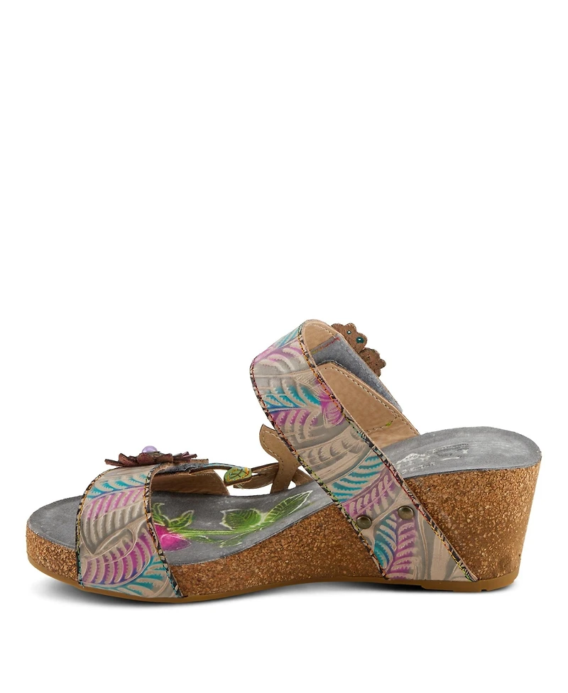 L'Artiste Women's Spring Step Moai Slide with Leather Upper
