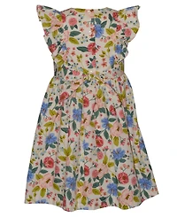Bonnie Jean Girls' 2T-6X Floral Smocked Flutter-Sleeve Dress