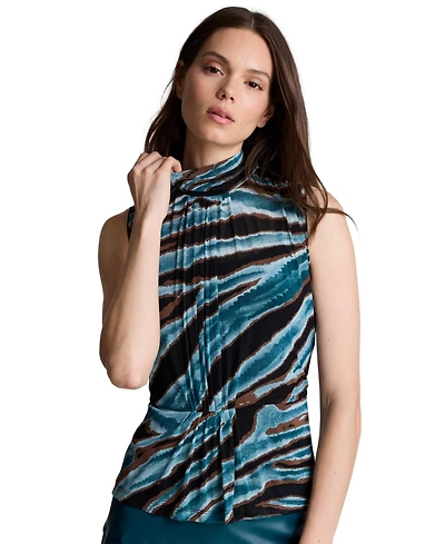 Kenneth Cole Women's Front-Pleated Mock Neck Sleeveless Top