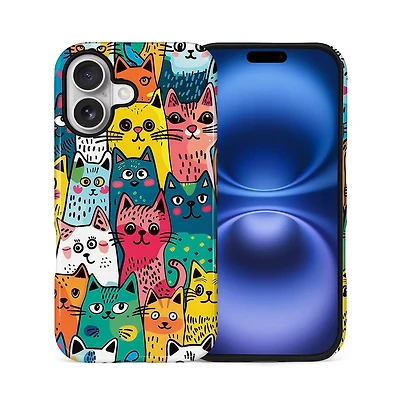 Gonez Case for iPhone 16 Plus, 2-in-1 Dual-Layer Shockproof Protection, Funny Cat Art Glossy