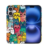 Gonez Case for iPhone 16 Plus, 2-in-1 Dual-Layer Shockproof Protection, Funny Cat Art Glossy