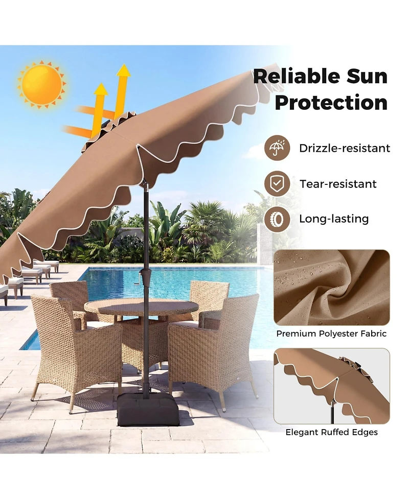 Sugift 10 Feet Outdoor Patio Umbrella with Solar Led Lights and Weighted Sandbag Base