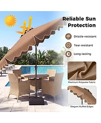 Sugift 10 Feet Outdoor Patio Umbrella with Solar Led Lights and Weighted Sandbag Base