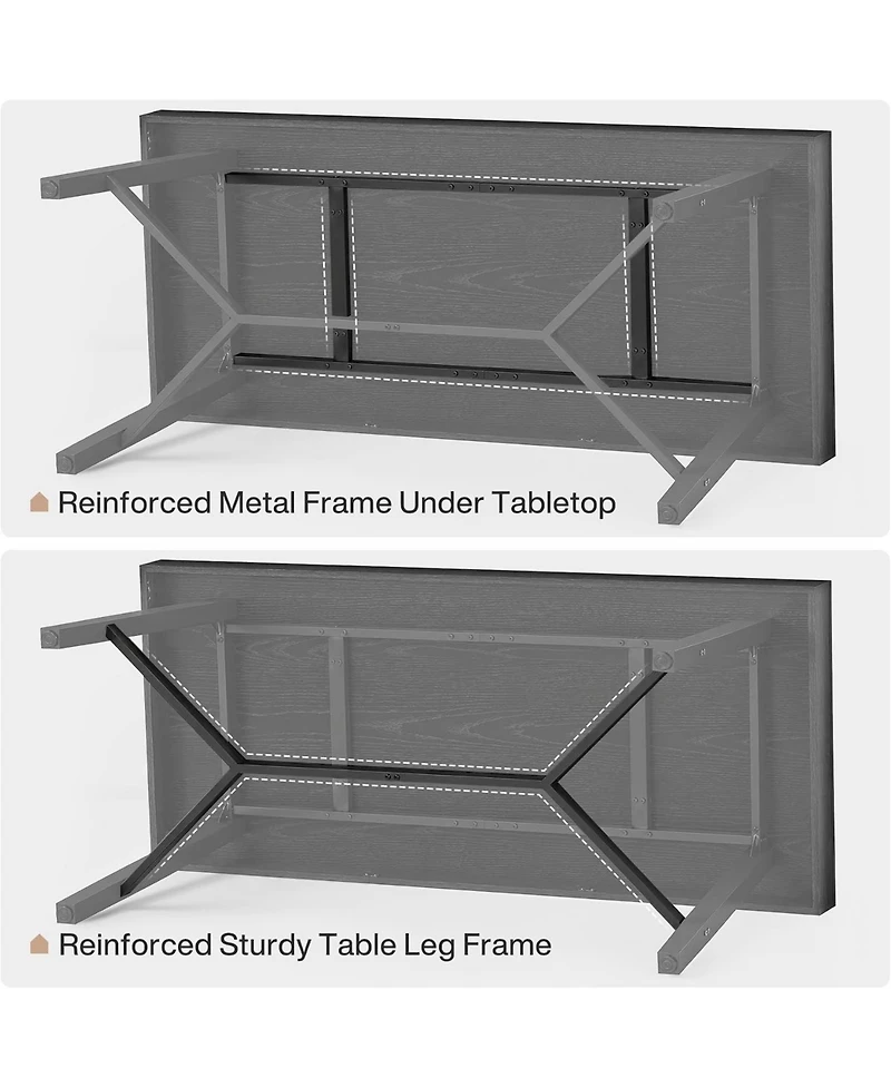 Tribesigns 70.9-Inch Dining Table for 6-8, Large Farmhouse Kitchen with Reinforced Metal Legs