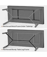 Tribesigns 70.9-Inch Dining Table for 6-8, Large Farmhouse Kitchen with Reinforced Metal Legs