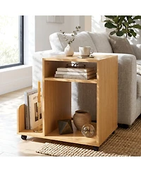 Gymax Room End and Side Tables Gymax Rolling End Table Side Storage Rack 4 Universal Wheels 2 Lockable Wheels