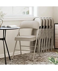 homfan Set of 6 Folding Chairs with Padded Cushion – Pu Leather Stackable Portable Dining Chairs for Home Office Wedding Party Patio Garden