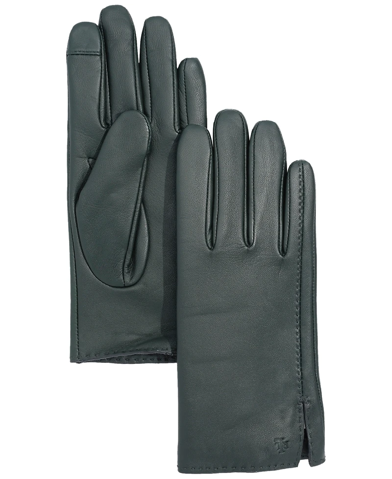 Lauren Ralph Women's Side Vent Leather Touch Gloves