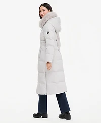 Michael Kors Women's Hooded Puffer Belted Faux-Fur-Collar Coat