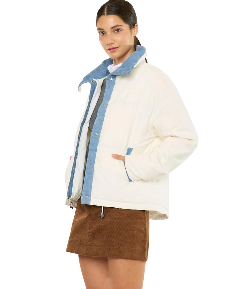 KanCan Women's Usa Yerba Relaxed Front-Snap Puffer Jacket