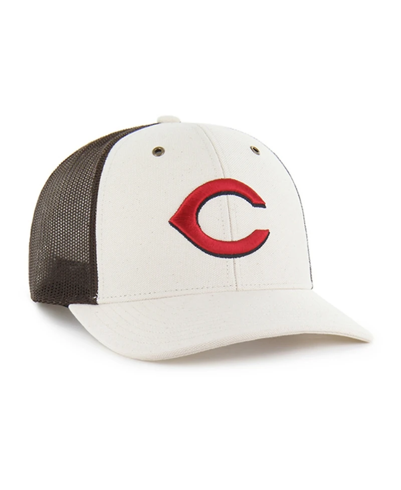 Carhartt x '47 Men's Natural/Brown Cincinnati Reds Undyed Trucker Adjustable Hat