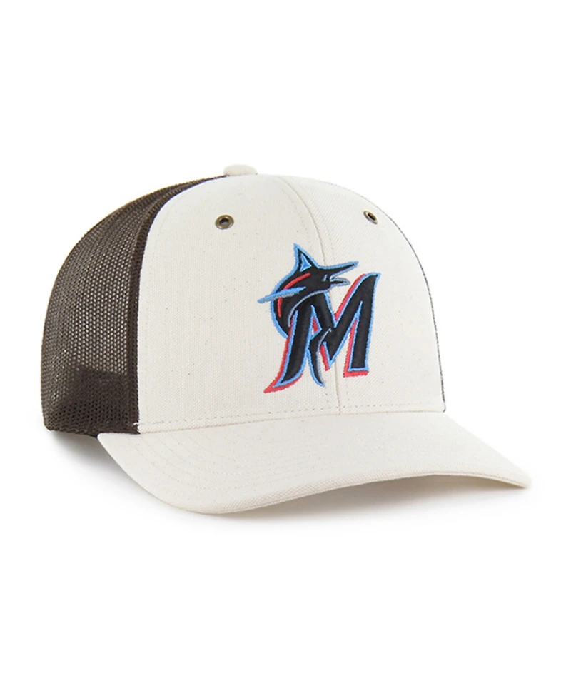Carhartt x '47 Men's Natural/Brown Miami Marlins Undyed Trucker Adjustable Hat