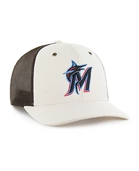Carhartt x '47 Men's Natural/Brown Miami Marlins Undyed Trucker Adjustable Hat