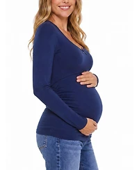 Motherhood Maternity Women's Sweetheart Side-Ruched Long Sleeve Tee