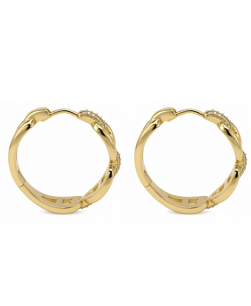 And Now This Cubic Zirconia Gold-Tone Plated Link Hoop Earrings