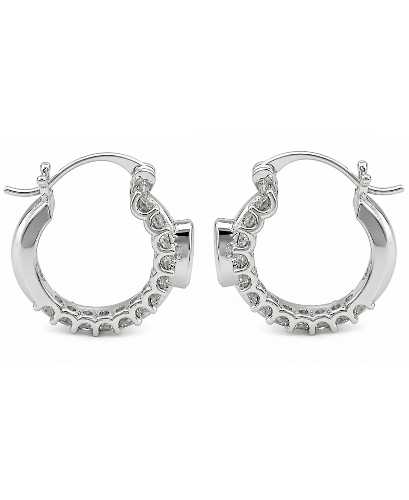 And Now This Cubic Zirconia Fine Silver-Tone Plated Double Hoop Earrings
