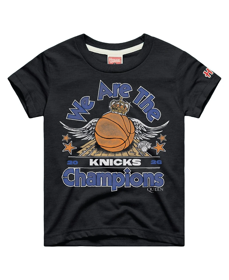 Homage Big Boys and Girls Charcoal New York Knicks x Queen 2026 Nba Finals Champions Tri-Blend T-Shirt