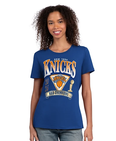 G-iii 4Her by Carl Banks Women's Blue New York Knicks 2026 Nba Finals Champions Crewneck T-Shirt