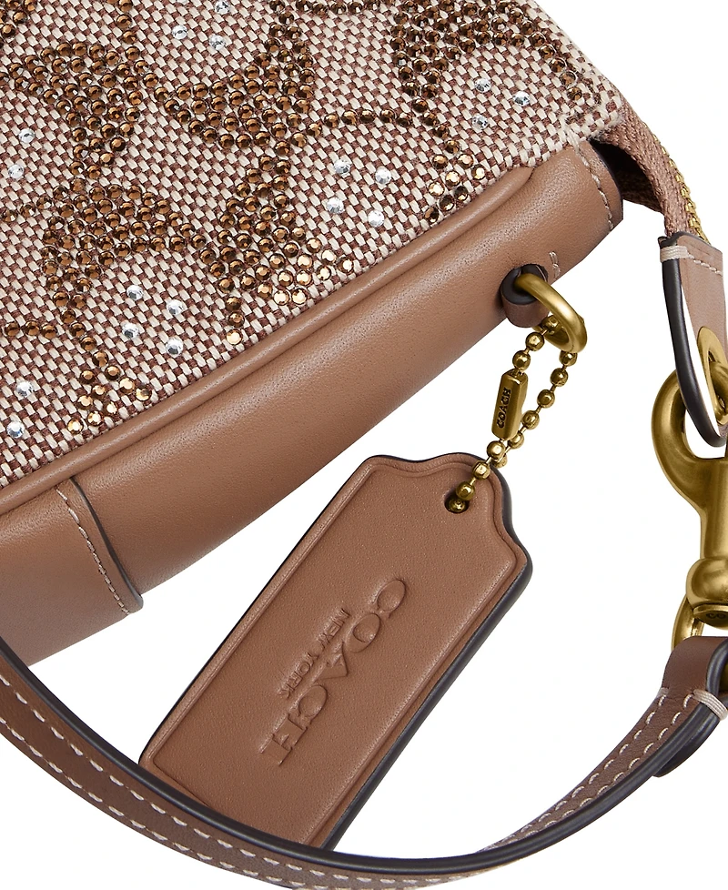 Coach Plaza Crystal Signature Jacquard Small Shoulder Handbag