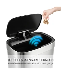 Mega Casa 13-Gallon Motion Sensor Trash Can, Stainless Steel 50-Liter Automatic Touchless Waste Bin with Silent Close Lid