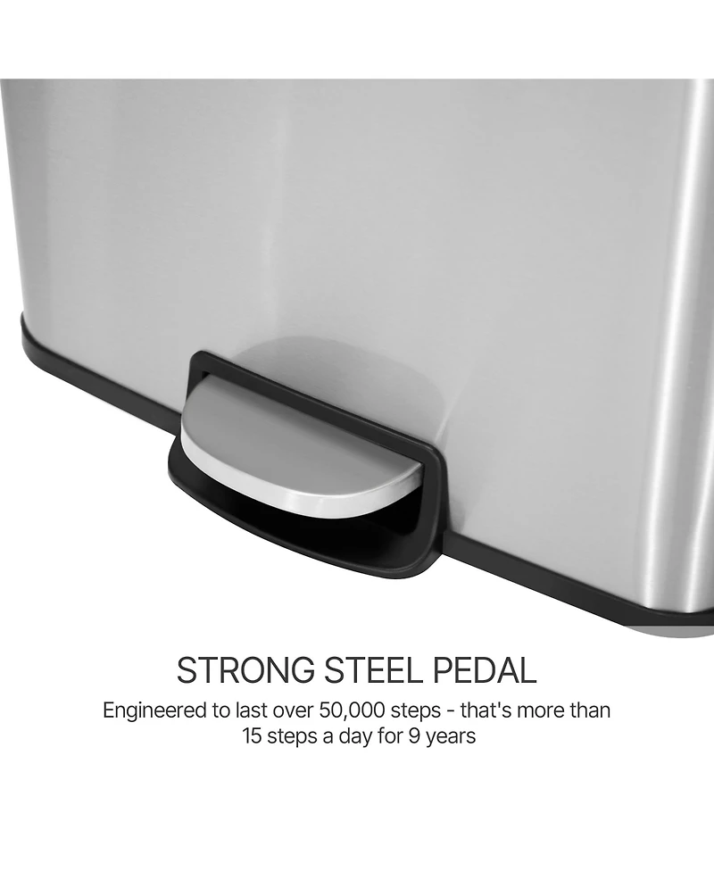 13-Gallon /50 Liter Stainless Steel Rectangular Step Kitchen Trash Can
